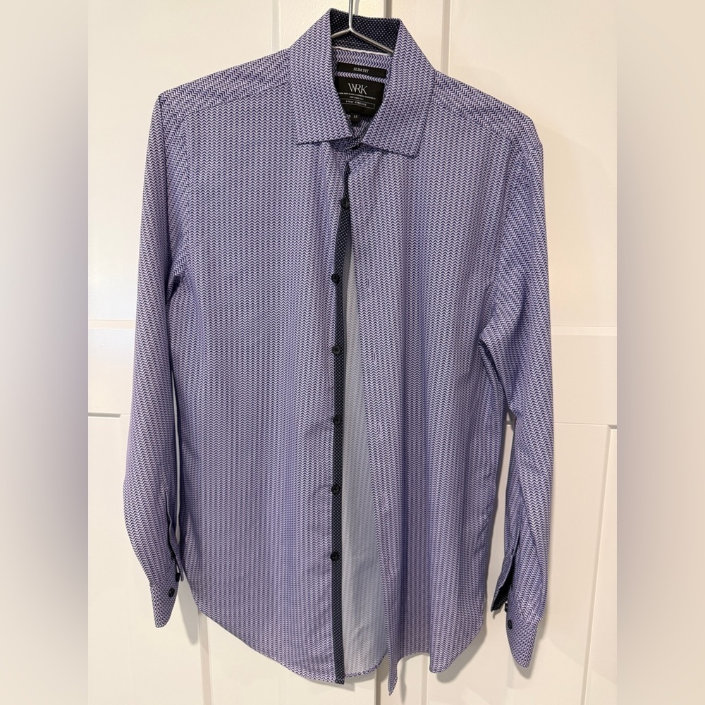 WRK Men's Purple Patterned Dress Shirt